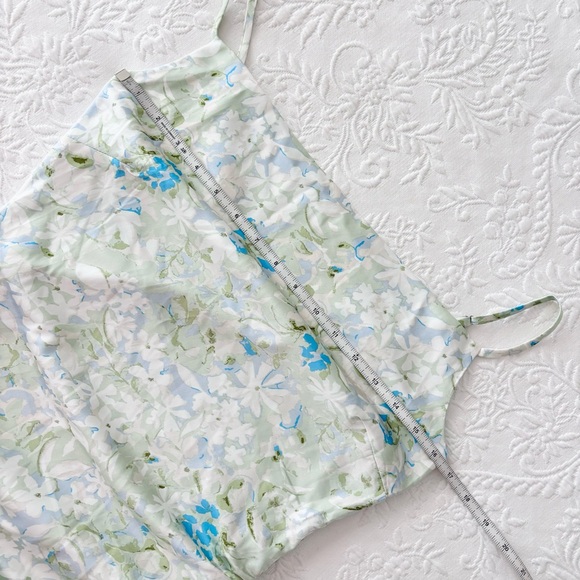 Lulu's Pale Green & Light Blue Floral Slip Midi Dress - Picture 6 of 8